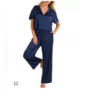 Adore Me Midnight Blue Navy Satin Sleepwear. Size Small